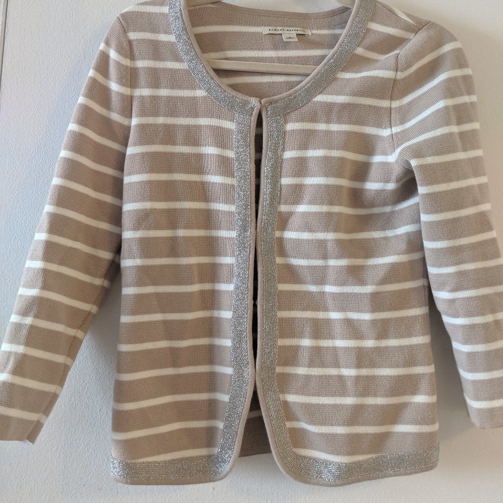 Banana Republic beige metallic sweater jacket smal